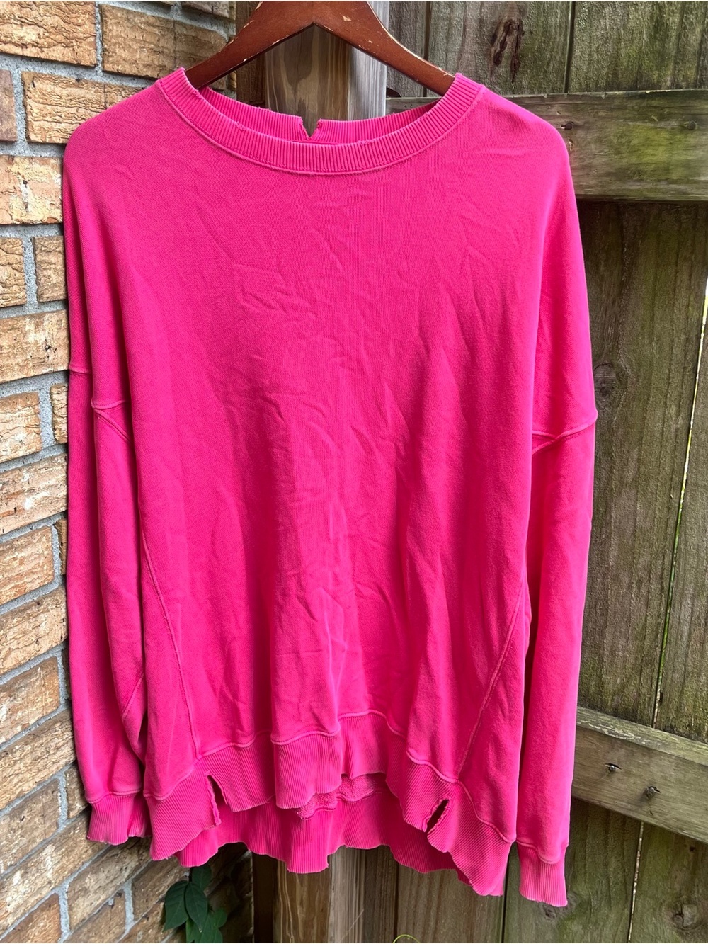 Aerie Oversized Hot Pink Lightweight Crewneck Sweatshirt